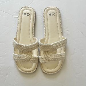 BP Ariya Womens Casual Open Toe Braided Rope Detail Sandals Ivory 5.5